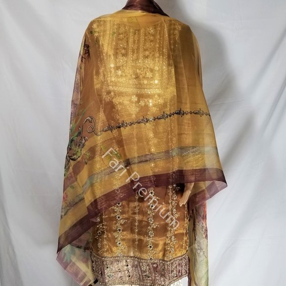 Tawakkal Fancy Zardozi Embroidered Banarsi Masuri Shalwar Kameez Pakistani XL/48 - Picture 7 of 17